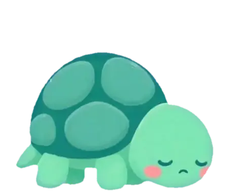 처진 목을 곧게 펴고 서는 거북이 스큐트